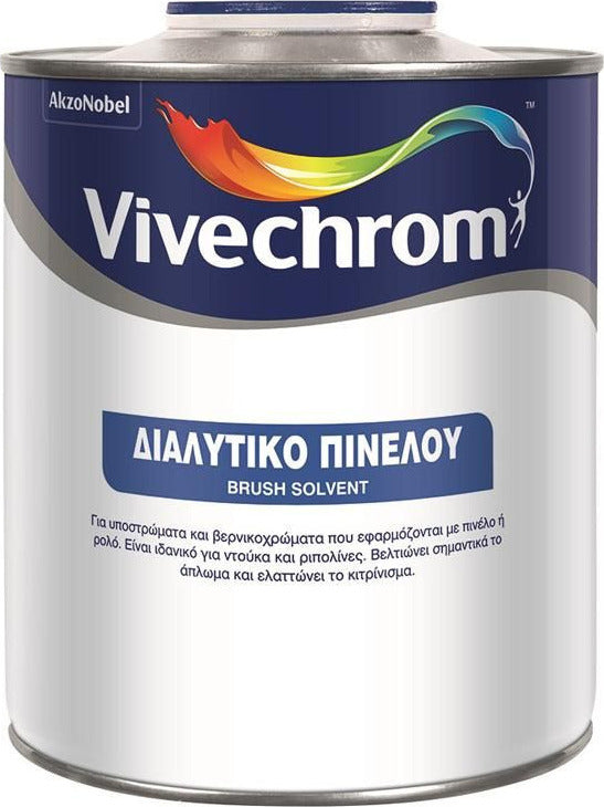 Vivechrom Διαλυτικό Πινέλου Κατάλληλο για αραίωση Βερνικοχρωμάτων που εφαρμόζονται με Πινέλο 750ml