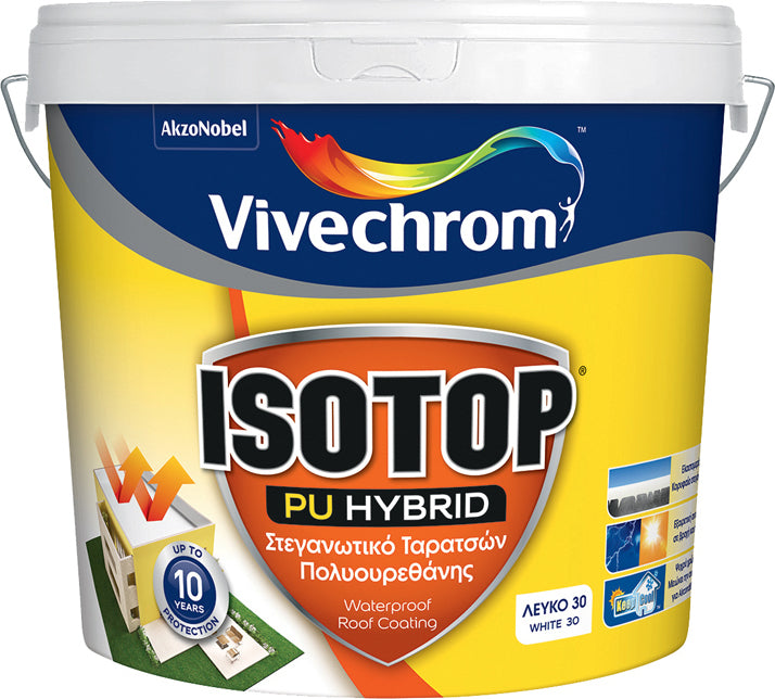 Vivechrom Isotop PU Hybrid Ελαστομερές Στεγανωτικό Ταρατσών Πολυουρεθάνης Λευκό 10lt
