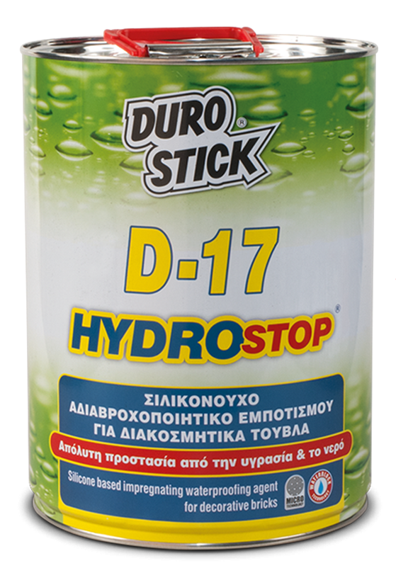 Durostick Hydrostop D-17 Σιλικονούχο Αιαβροχοποιητικό Εμποτισμού Διακοσμητικών Τούβλων Διάφανο Διάφανο 4lt