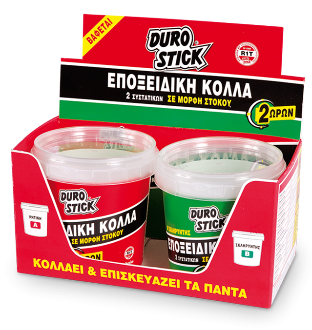 Durostick Εποξειδική Κόλλα σε Μορφή Στόκου 2-Συστατικών Α-Β Γκρι 400gr(200-200gr)