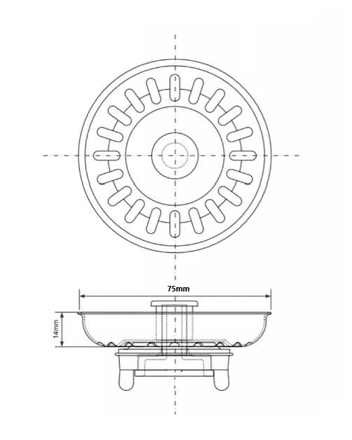 Τάπα Βαλβίδας Γίγας Νεροχύτη με Λάστιχο Inox Φ75