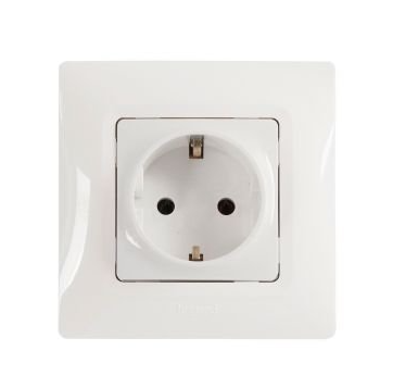 Legrand 767114 Salbei Πρίζα Σούκο Χωνευτή Λευκή (Μαζί με Πλαίσιο 86x86x10mm)