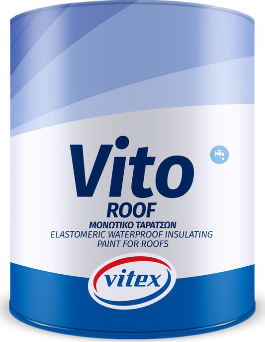 Vitex Vito Μονωτικό Ταρατσών Ελαστομερές Ακρυλικό Επαλειφόμενο Στεγανωτικό Λευκό 3lt