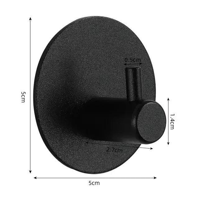 Κρεμαστράκι Τοίχου Αυτοκόλλητο Μεταλλικό Μαύρο ΜΑΤ Φ5mm