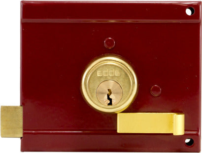 ABBA Κλειδαριά Κουτιαστή με Κύλινδρο 3 Κλειδιά χωρίς Αντίκρυσμα Κυπρί Κόκκινη