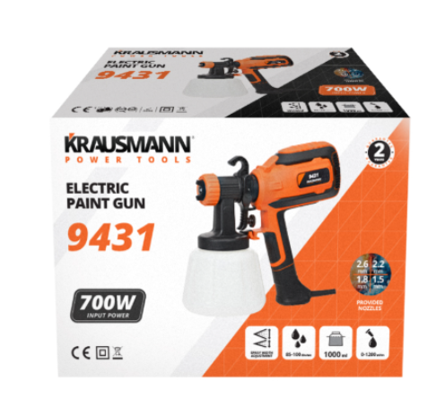 Krausmann 9431 Ηλεκτρικό Πιστόλι Βαφής 700W με Δοχείο 1lt