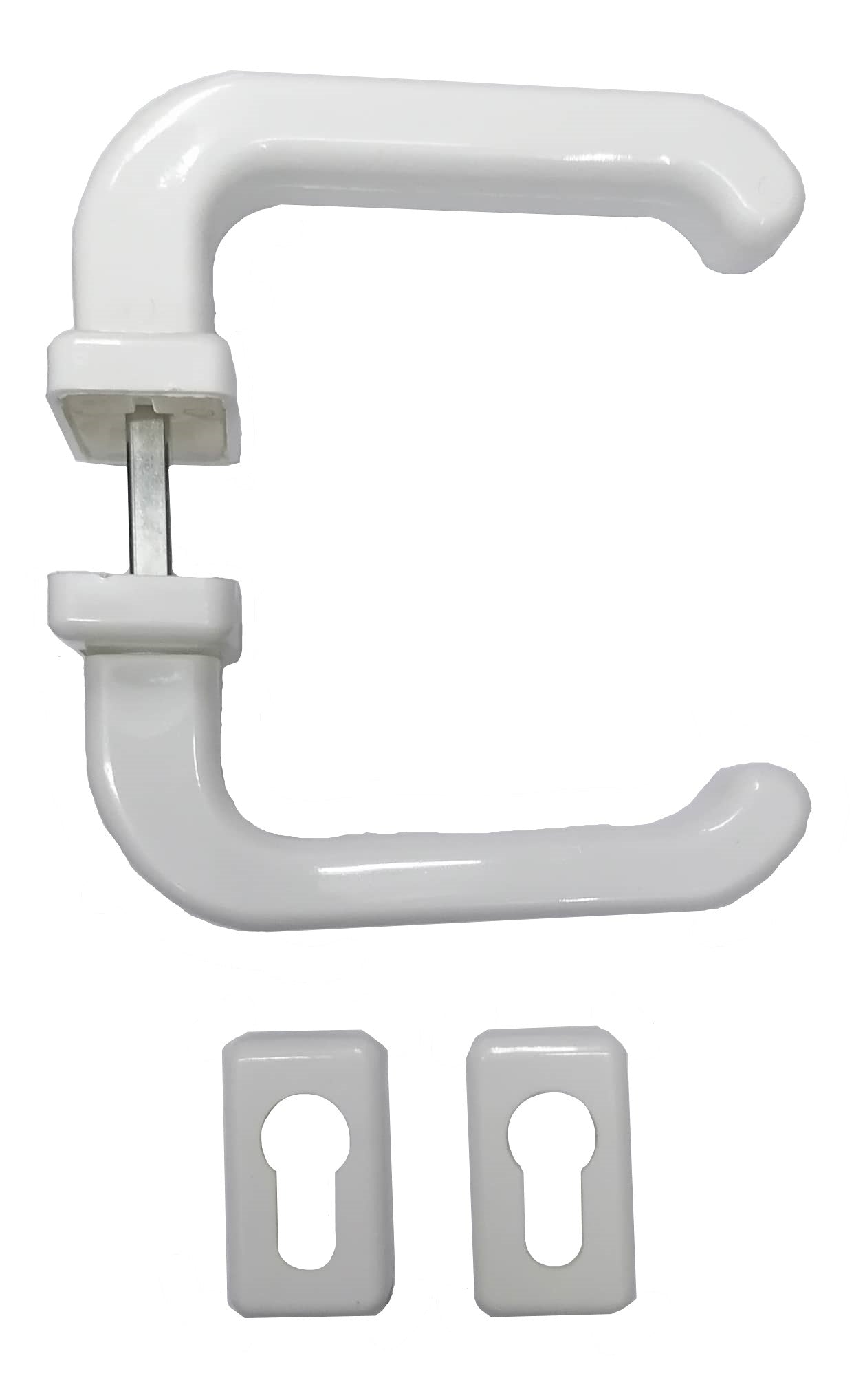 Πόμολο Εξώπορτας με Τετράγωνες Ροζέτες Πλαστικό Λευκό (Ζεύγος)