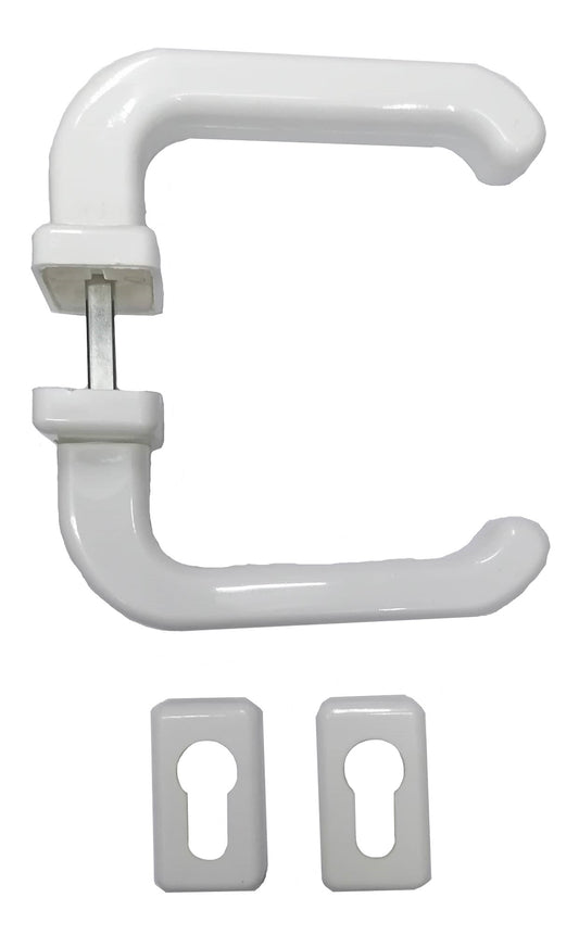 Πόμολο Εξώπορτας με Τετράγωνες Ροζέτες Πλαστικό Λευκό (Ζεύγος)