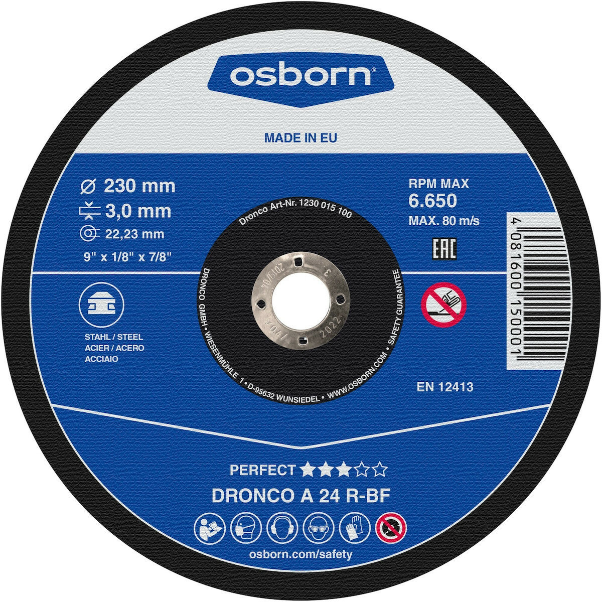 Dronco Perfect Δίσκος Κοπής Μετάλλου Φ230x3mm