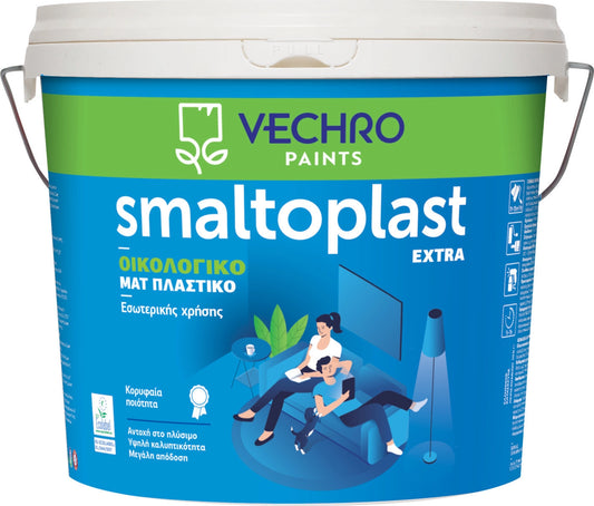 Vechro Smaltoplast Extra Οικολογικό Πλαστικό Χρώμα Λευκό MAT 10lt