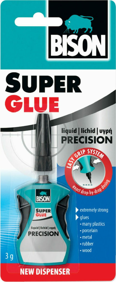 Bison Super Glue Precision Υγρή Κόλλα Στιγμής Ακριβείας Διάφανη 3gr