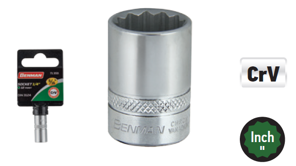 Benman 71357 Καρυδάκι Πολύγωνο Ίνστας 1/4" με Καρέ 1/4". (Ιδανικό για Μύτες Δραπάνου)