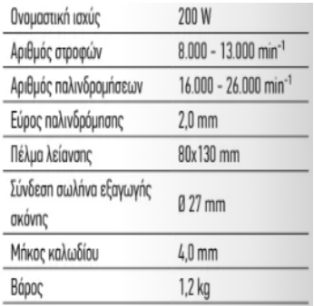 Flex ODE 100-2 Τριβείο Δέλτα Ρεύματος 100*150mm 200W με Ρύθμιση Ταχύτητας και με Σύστημα Αναρρόφησης