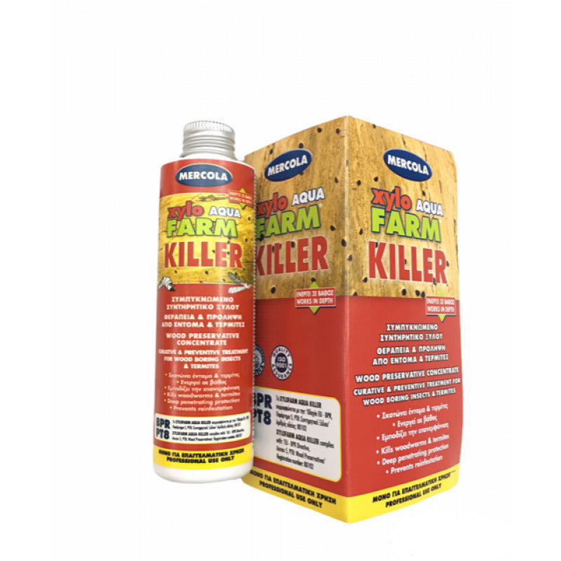 Mercola Xylofarm Aqua Killer Συντηρητικό Εξάλειψης Ξυλοφάγων Εντόμων και Τερμιτών Διάφανο με Σύριγγα Εφαρμογής