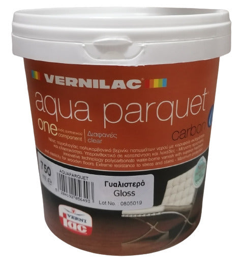 Vernilac Aqua Parquet Carbon Βερνίκι Πατωμάτων Νερού 1ος Συστατικού Διάφανο Γυαλιστερό 750ml