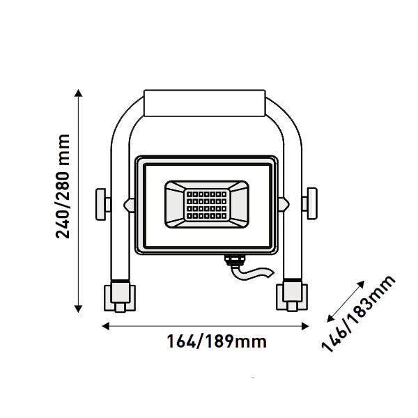 Eurolamp Στεγανός Προβολέας με Βάση και Καλώδιο LED 4000K IP65