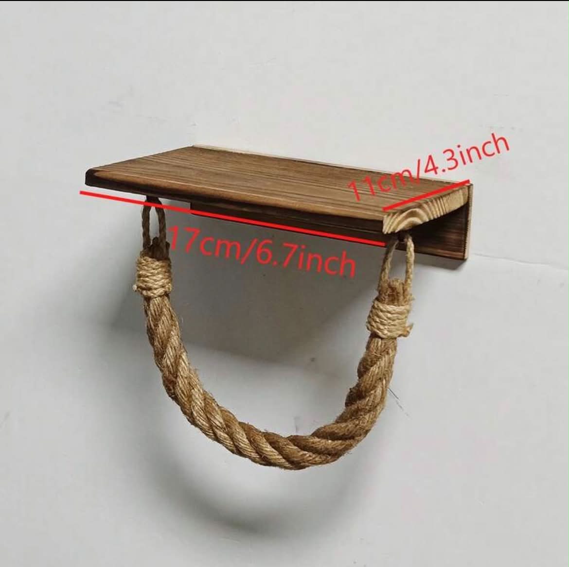Χαρτοθήκη Επιτοίχια με Σχοινί Στριφτό Καφέ