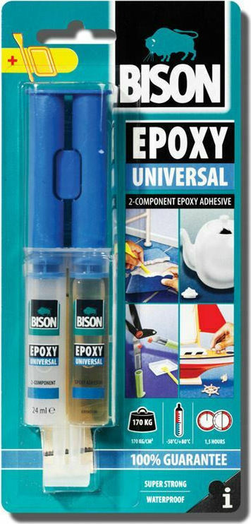 Bison Epoxy Universal Εποξειδική Κόλλα 2 Συστατικών Διάφανη Σύριγγα 24ml(12-12ml)
