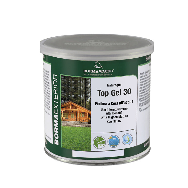 Borma Wachs Naturaqua Top Gel Διακοσμητικό Φινίρισμα Εξωτερικής Νερού Διάφανο Matt 30% Γυαλάδα