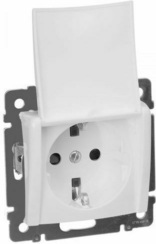 Legrand 767118 Salbei Πρίζα Σούκο Χωνευτή με Καπάκι Λευκή (Μαζί με Πλαίσιο 86x86x10mm)
