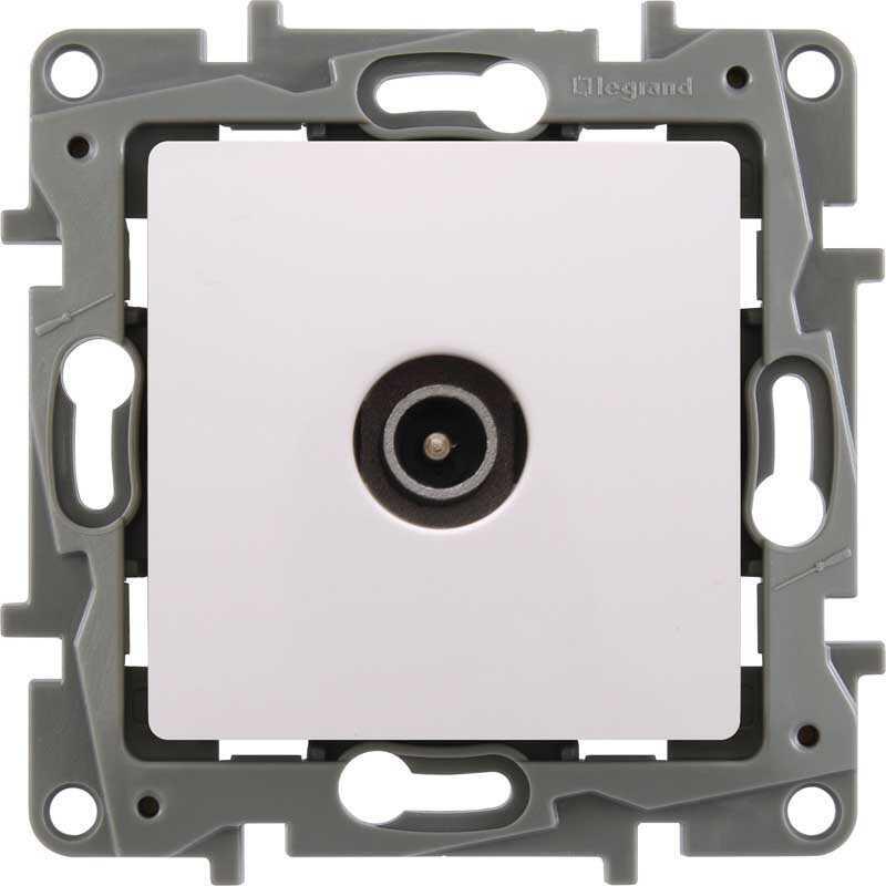 Legrand 767123 Salbei Πρίζα T.V. Διελεύσεως Χωνευτή Λευκή (Μαζί με Πλαίσιο 86x86x10mm)