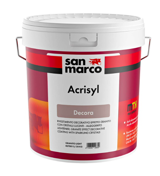 San Marco Acrisyl Decora Ακρυλικό-Σιλοξανικό, Αντιμουχλικό Εφέ Γρανίτη με Μικροκρυστάλλους Εξωτερικής Χρήσης