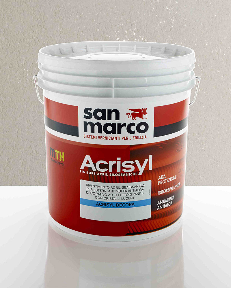 San Marco Acrisyl Decora Ακρυλικό-Σιλοξανικό, Αντιμουχλικό Εφέ Γρανίτη με Μικροκρυστάλλους Εξωτερικής Χρήσης