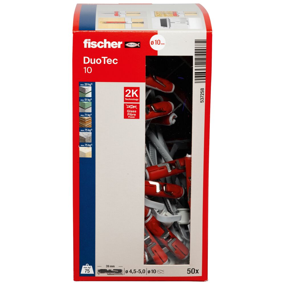 Fischer 537258 DuoTec 10 Βύσμα για Λεπτότοιχα Υλικά Φ10mm