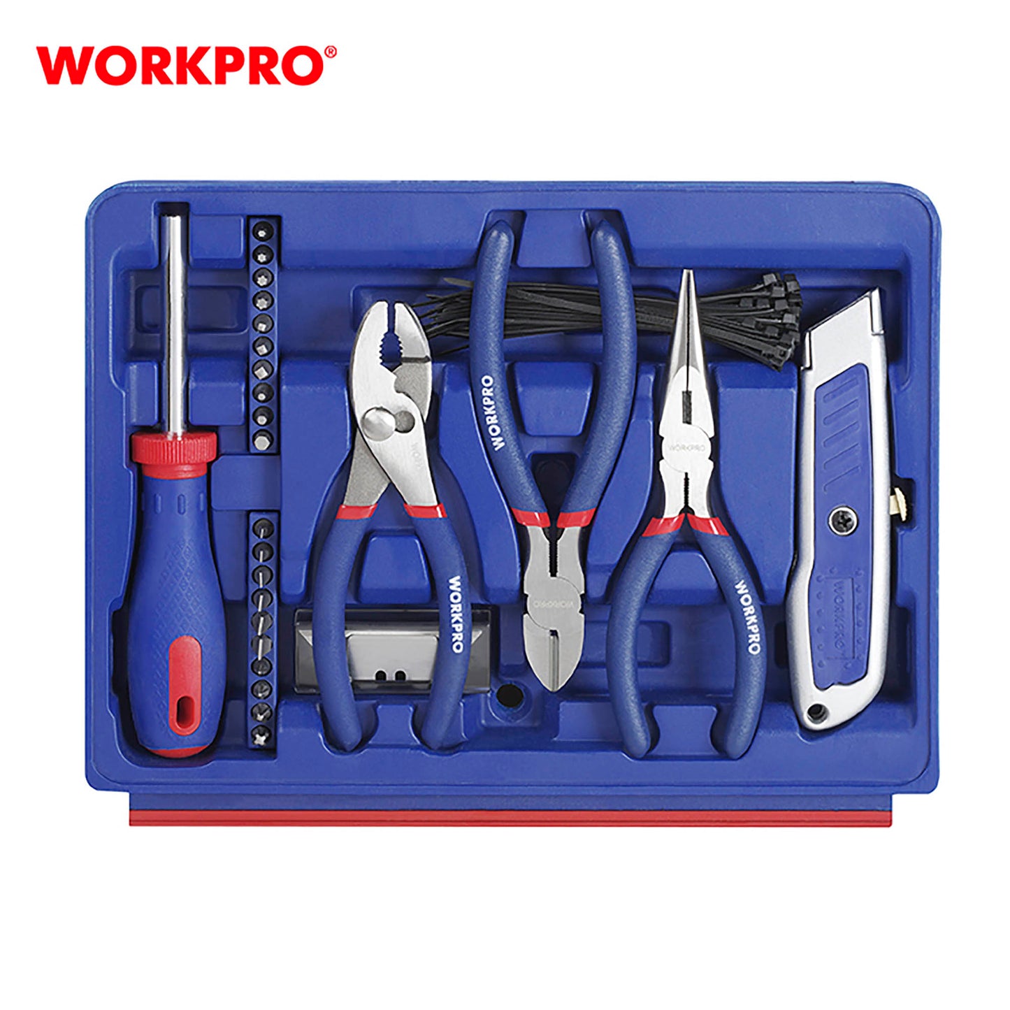 WorkPro WP209028 Εργαλειοθήκη 3 Συρταριών με 125τμχ Εργαλείων Χειρός