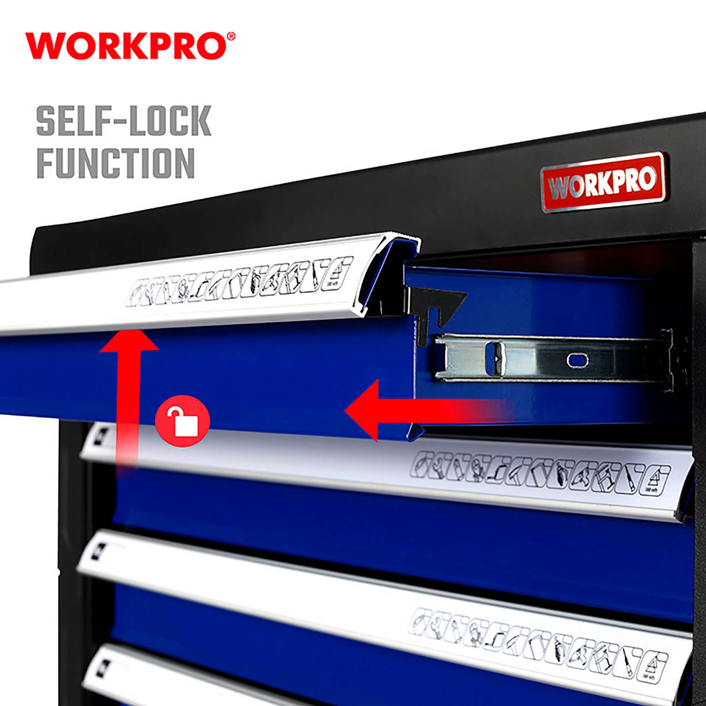 WorkPro WP285002 Τροχήλατος Εργαλειοφόρος 7 Συρταριών 976x766x480mm