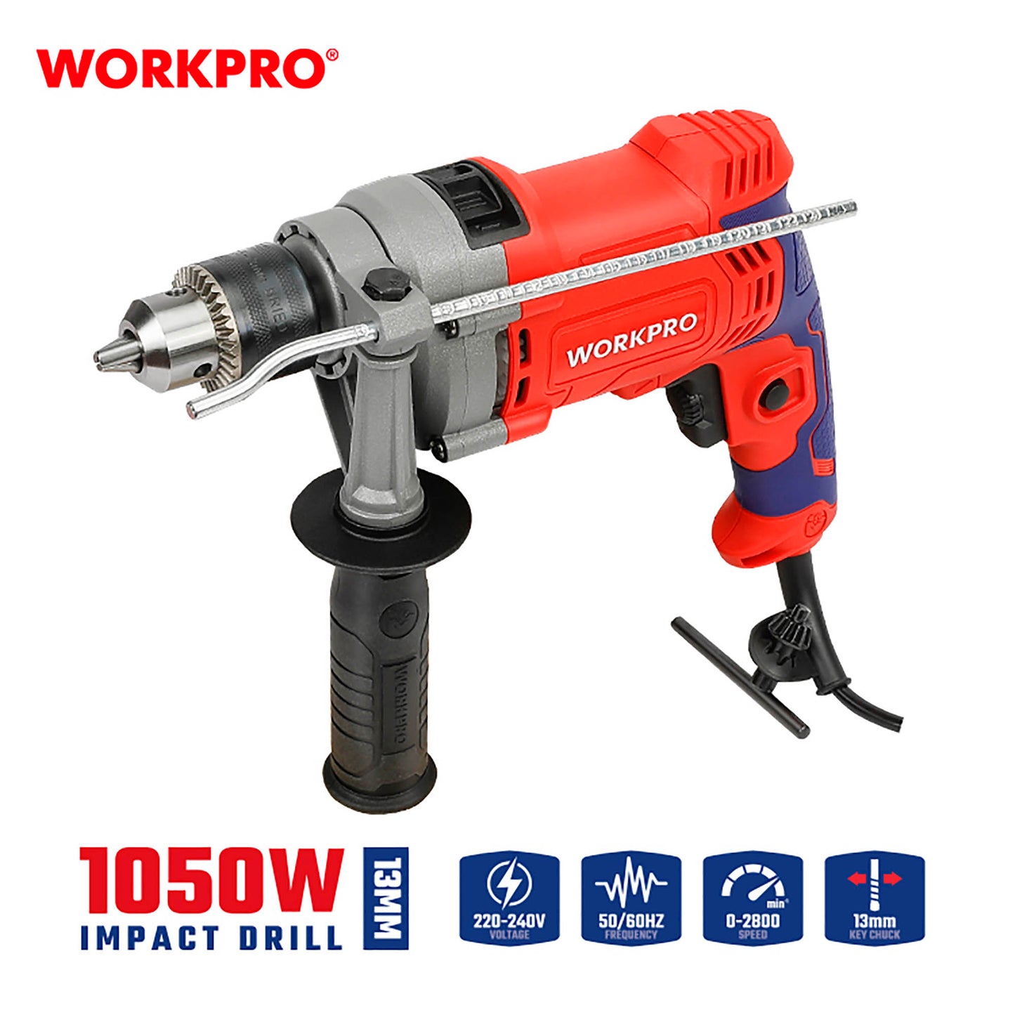WorkPro WP470206 Δράπανο Κρουστικό Ηλεκτρικό 1050W