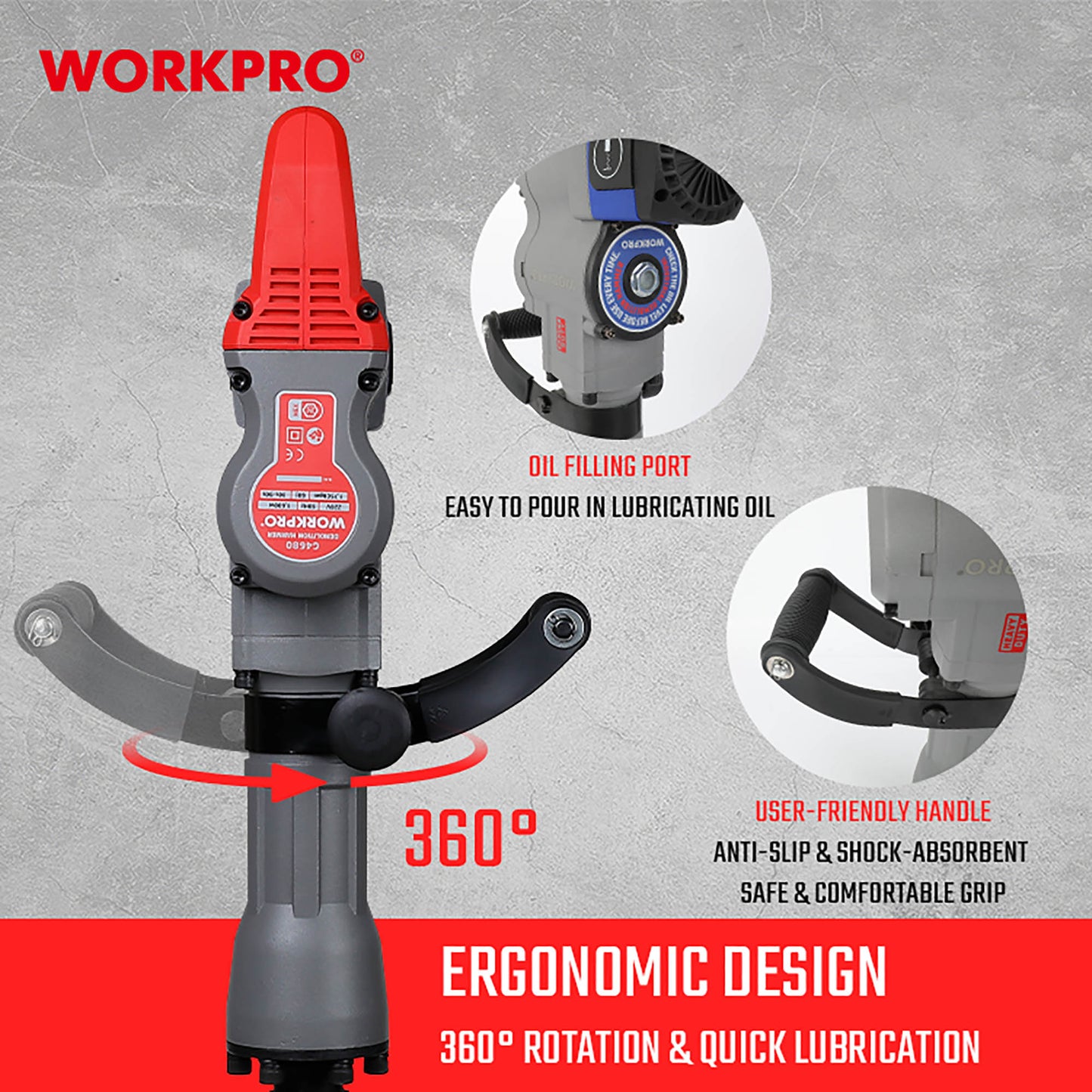 WorkPro WP470601CE Σκαπτικό Κατεδαφιστικό Πιστολέτο Υοποδοχή HEX 1500W