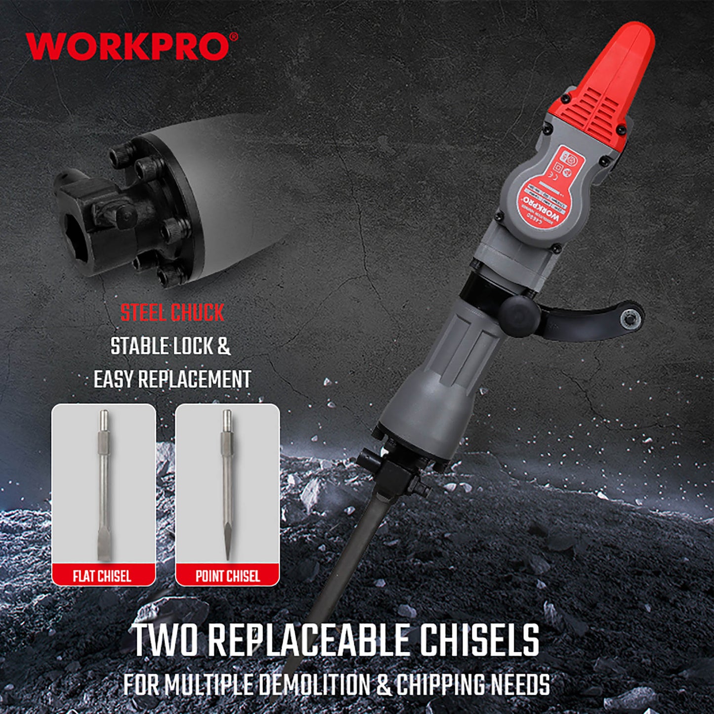 WorkPro WP470601CE Σκαπτικό Κατεδαφιστικό Πιστολέτο Υοποδοχή HEX 1500W