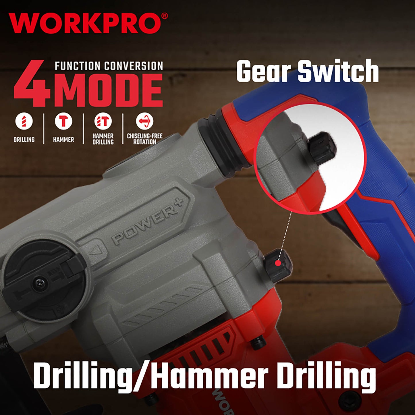 WorkPro WP470401CE Σκαπτικό Περιστροφικό Πιστολέτο SDS PLUS 1500W