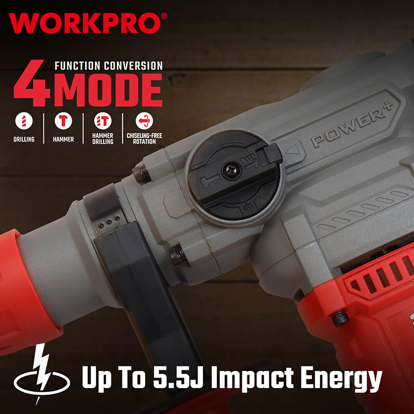 WorkPro WP470401CE Σκαπτικό Περιστροφικό Πιστολέτο SDS PLUS 1500W