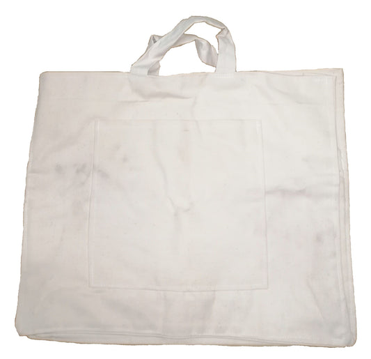 Τσάντα Καραβόπανη Λευκή με Μπροστινή Τσέπη (Ύψος 42cm)*(Πλάτος 53cm)