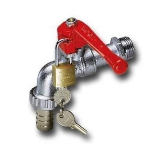 Κάνουλα Κλειδώματος με Κόκκινη Λαβή 1/2"