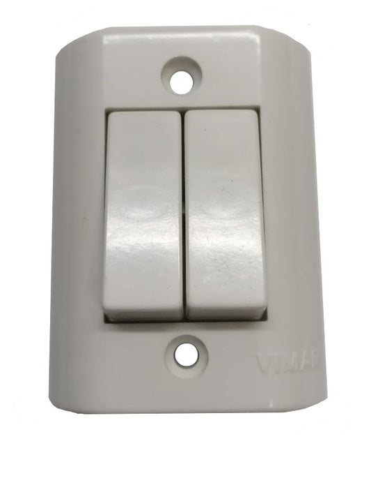 Vimar Διακοπτάκι Διπλό Εξωτερικό Πλαστικό Λευκό