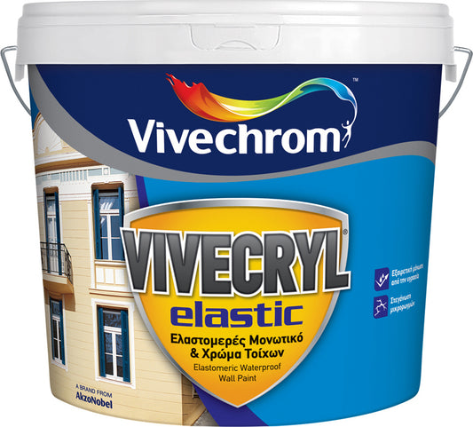 Vivechrom Vivecryl Elastic Eco Οικολογικό Ακρυλικό Ελαστωμερές Χρώμα Εξωτερικής Χρήσης Λευκό ΜΑΤ