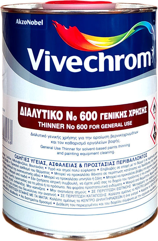 Vivechrom Νο600 Διαλυτικό Γενικής Χρήσης Κατάλληλο για αραίωση Βερνικοχρωμάτων 750ml