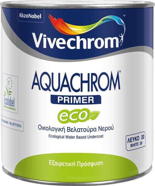 Vivechrom Aquachrom Primer Υπόστρωμα Ξύλινων Επιφανειών Νερού Λευκό 2.5lt