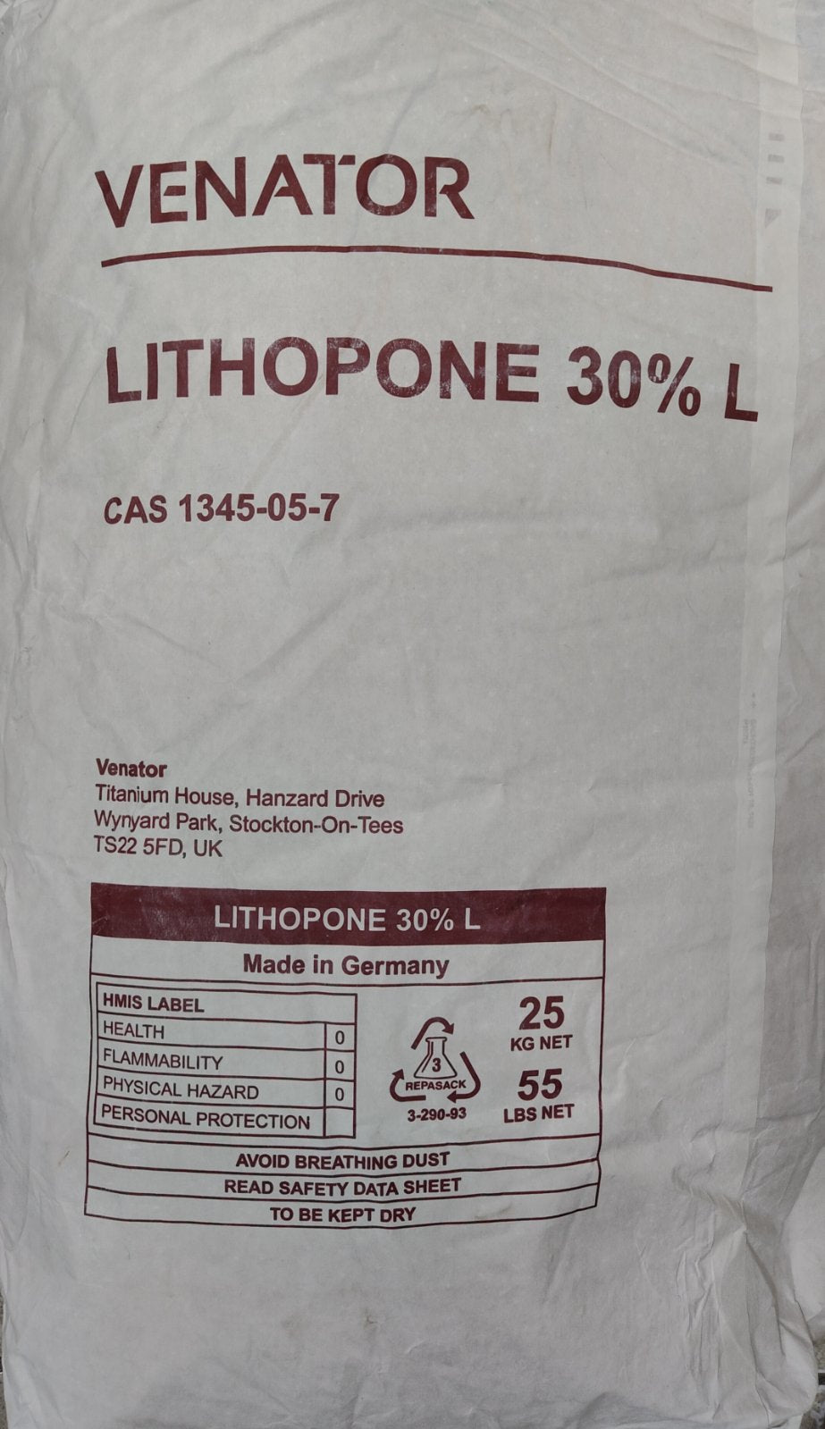 Lithopone Τσίγκος Γερμανίας σε Σκόνη Λευκός 30% (1 kg)