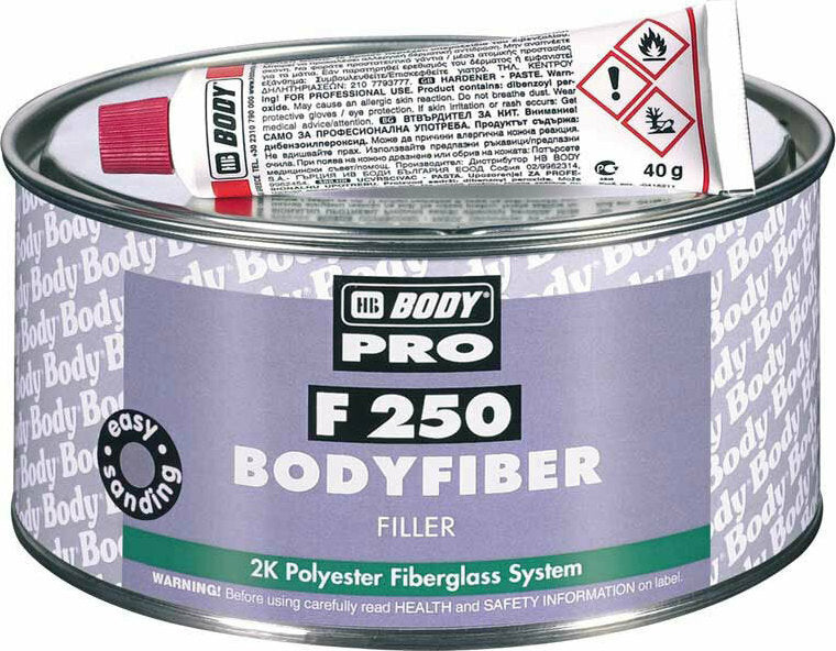 HB Body Bodyfiber F250 Πολυεστερικός Στόκος με Ίνες Γυαλιού Επαγγελματικής Χρήσης 2 Συστατικών Πράσινος 750gr
