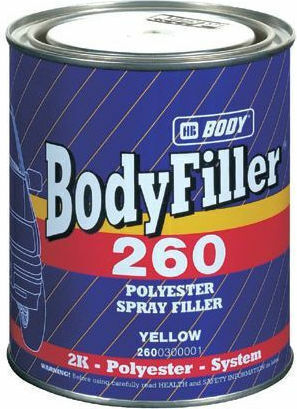 HB Body Bodyfiller 260 Σιδηρόστοκος Πιστολιού Επαγγελματικής Χρήσης 2 Συστατικών Κίτρινος 1lt