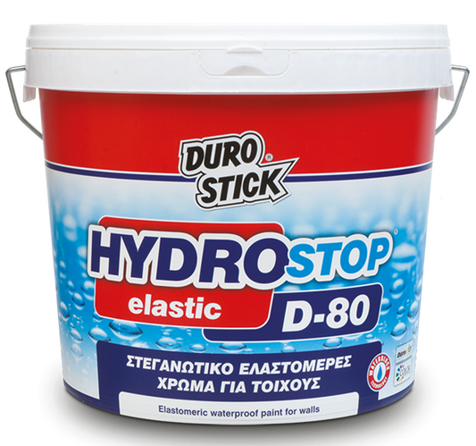 Durostick HydroStop Elastic D-80 Ελαστομερές Μονωτικό Χρώμα Ιδανικό για Τριχοειδής Μικρορωγμές Λευκό