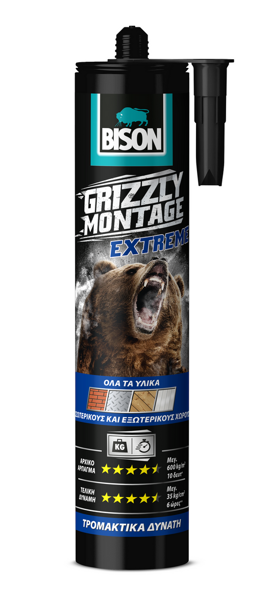 Bison Grizzly Montage Extreme Μονταζόκολλα Λευκή Φύσιγγα 435gr