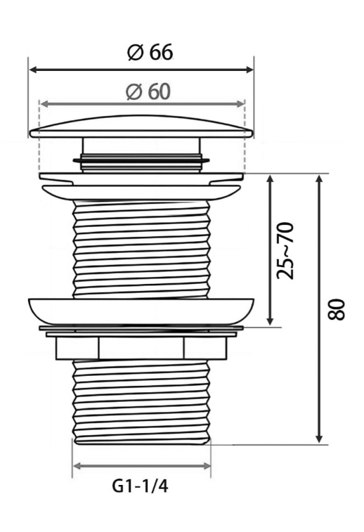 Βαλβίδα Νιπτήρα Μεγάλη Πατητή 1+1/4" Φ65mm