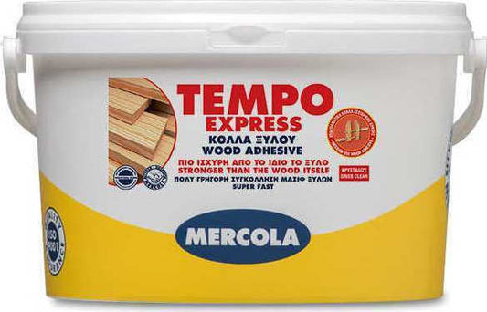 Mercola Tempo Express Ξυλόκολλα Γρήγορης Συγκόλλησης Κρυσταλιζέ(Διάφανη) D2 5kg