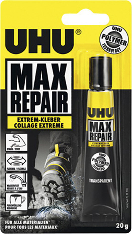 UHU Max Repair Πανίσχυρη Ελαστική Κόλλα Διάφανη Σωληνάριο 20gr