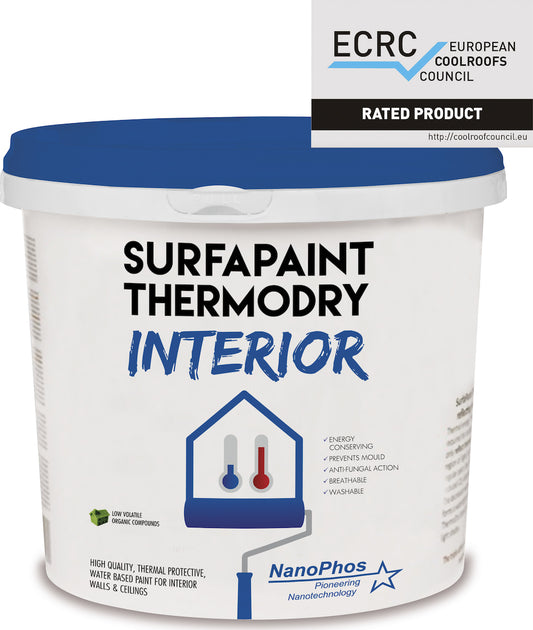 Nanophos Surfapaint Thermodry Interior Θερμοπροστατευτικό Ακρυλικό Χρώμα Εσωτερικής Χρήσης Λευκό